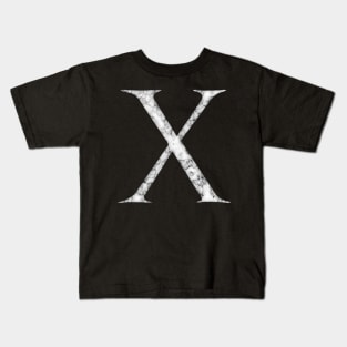 X in Roman White Marble Latin Alphabet Letter Sticker Kids T-Shirt